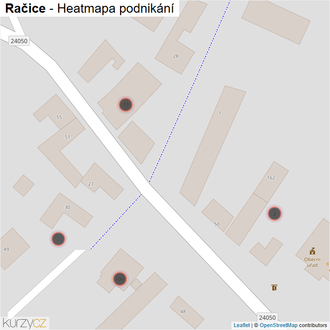 Mapa Račice - Firmy v obci.