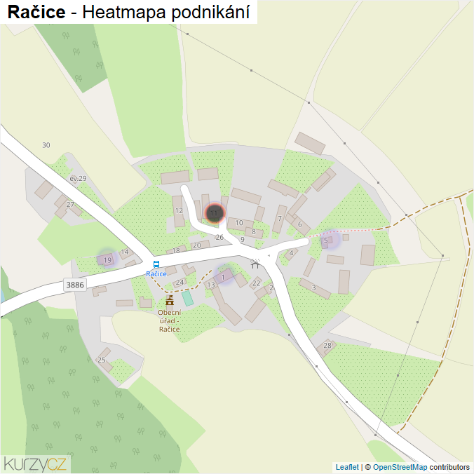 Mapa Račice - Firmy v části obce.
