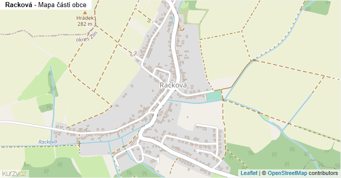 Racková - mapa části obce