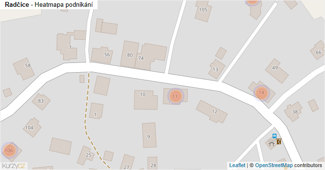 Radčice - mapa podnikání