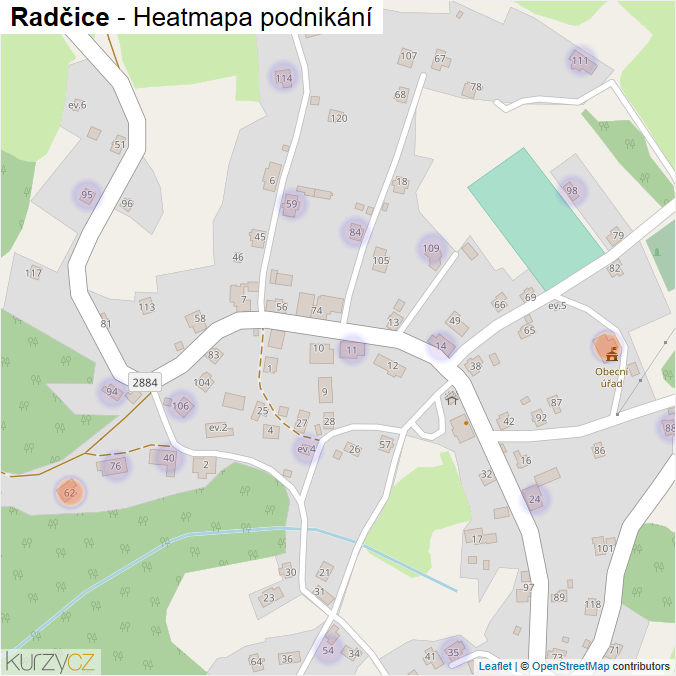 Mapa Radčice - Firmy v části obce.