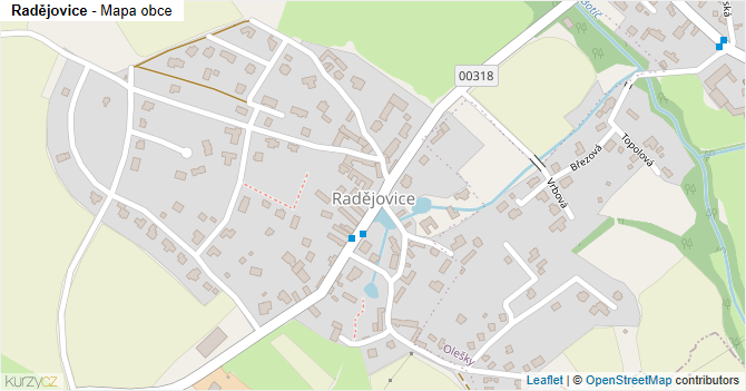 Radějovice - mapa obce