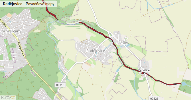 Radějovice - záplavové mapy stoleté vody