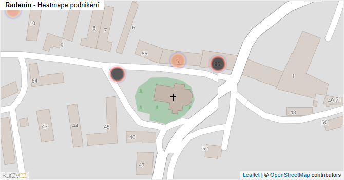 Radenín - mapa podnikání