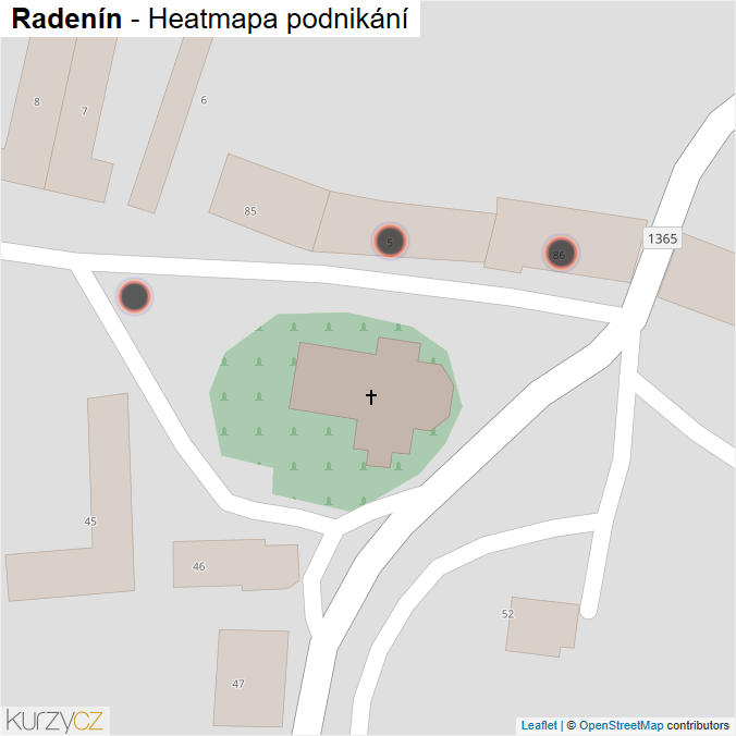 Mapa Radenín - Firmy v obci.