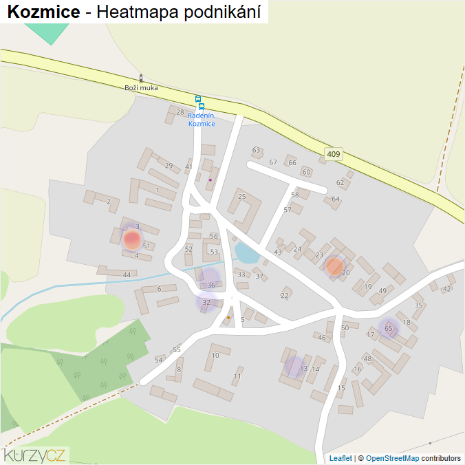 Mapa Kozmice - Firmy v části obce.