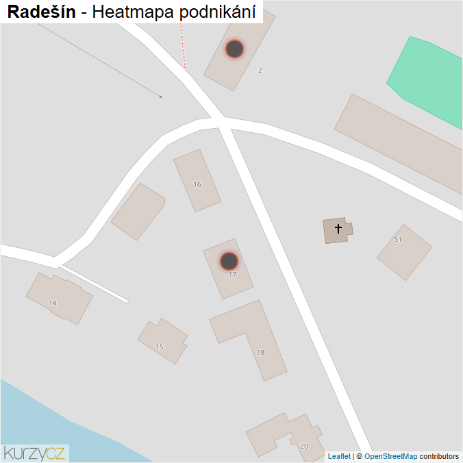 Mapa Radešín - Firmy v obci.