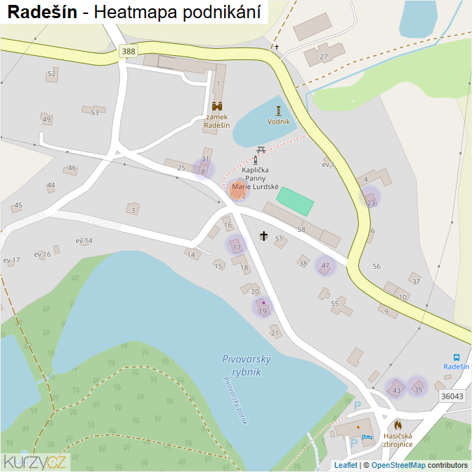 Mapa Radešín - Firmy v části obce.
