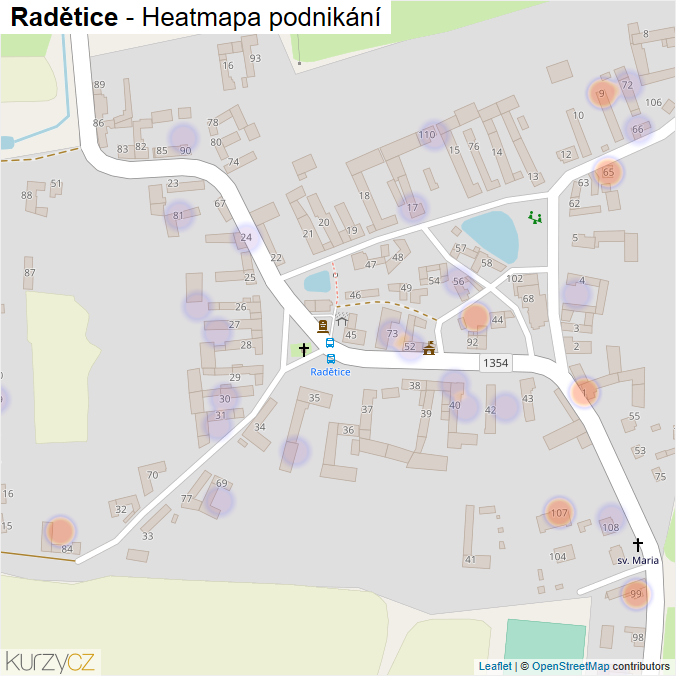 Mapa Radětice - Firmy v části obce.