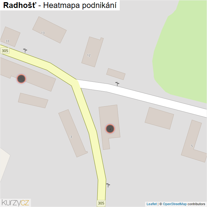 Mapa Radhošť - Firmy v obci.