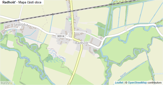 Radhošť - mapa části obce