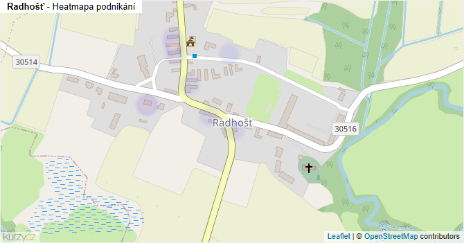 Radhošť - mapa podnikání