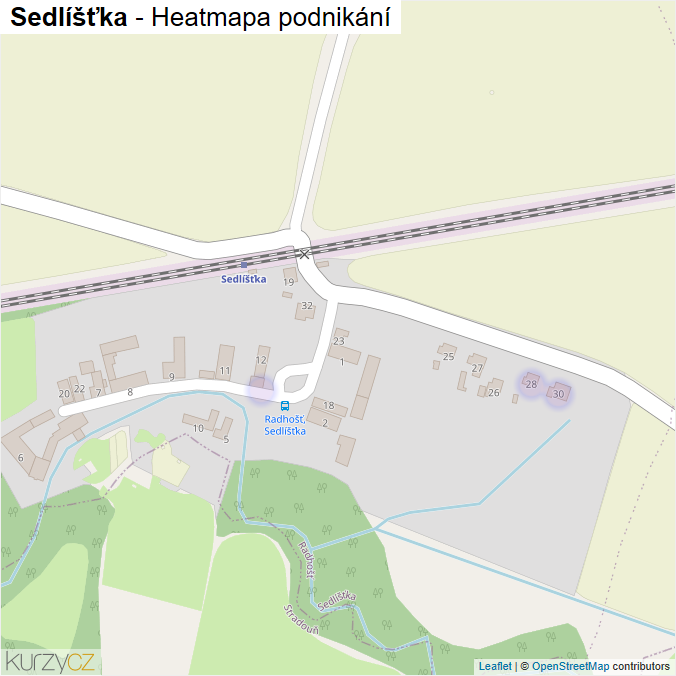 Mapa Sedlíšťka - Firmy v části obce.