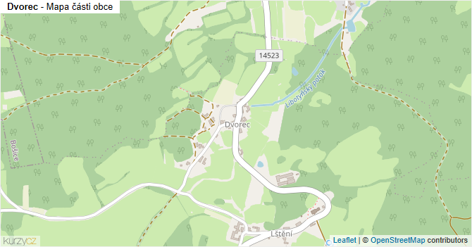 Dvorec - mapa části obce