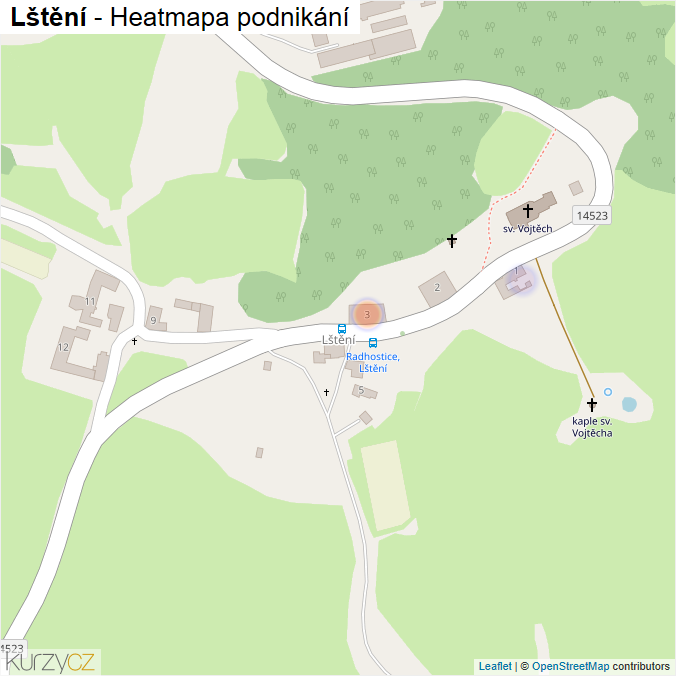 Mapa Lštění - Firmy v části obce.