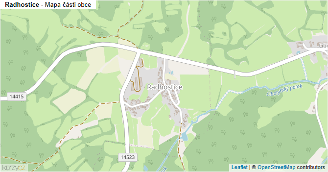 Radhostice - mapa části obce