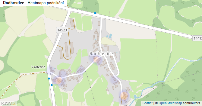 Radhostice - mapa podnikání