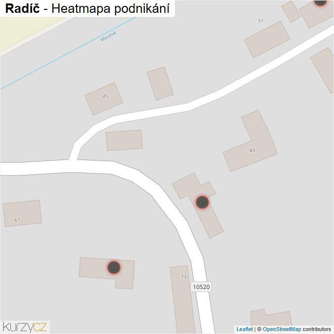 Mapa Radíč - Firmy v obci.
