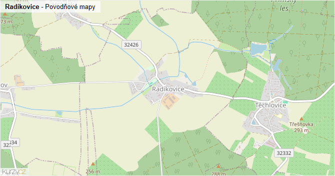 Radíkovice - záplavové mapy stoleté vody