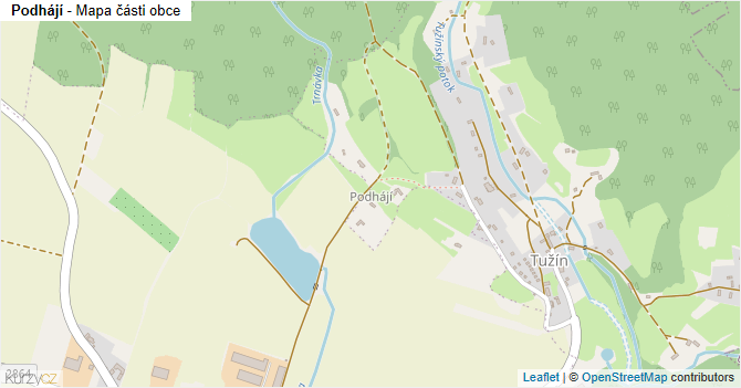 Podhájí - mapa části obce