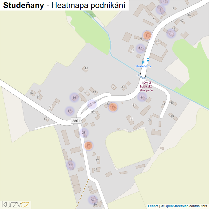 Mapa Studeňany - Firmy v části obce.