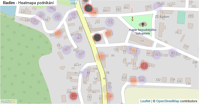 Radim - mapa podnikání