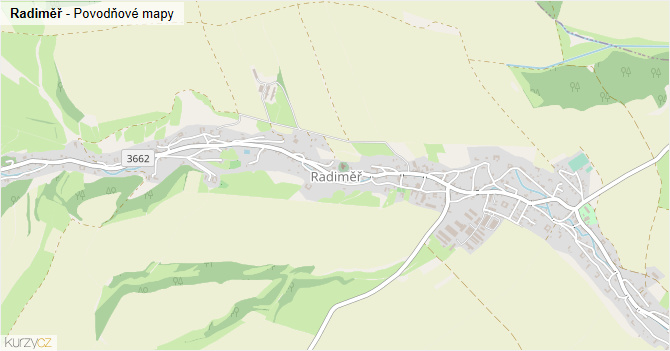 Radiměř - záplavové mapy stoleté vody