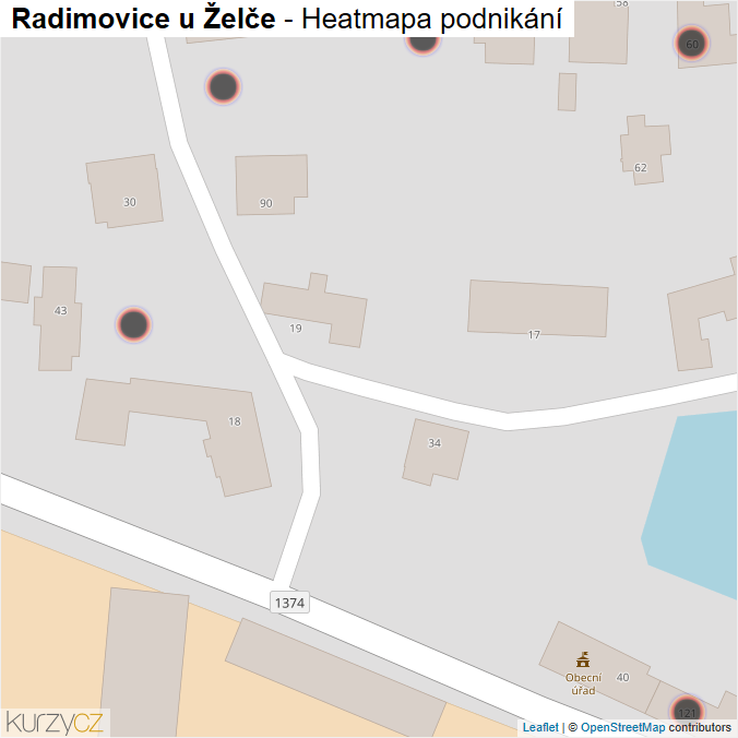 Mapa Radimovice u Želče - Firmy v obci.