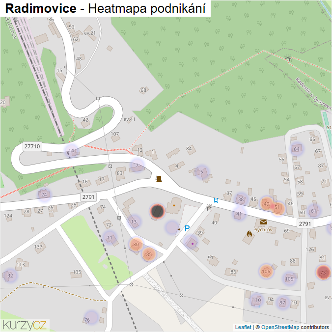 Mapa Radimovice - Firmy v části obce.