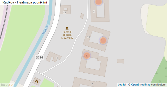 Radkov - mapa podnikání