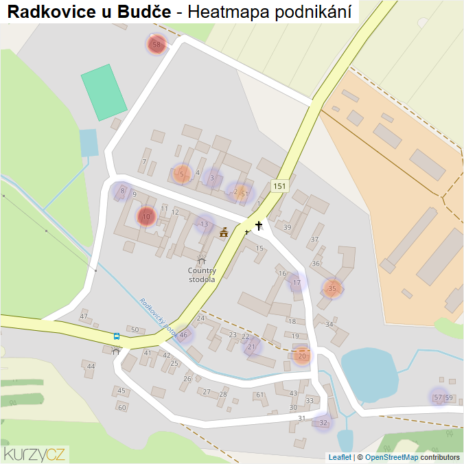Mapa Radkovice u Budče - Firmy v části obce.