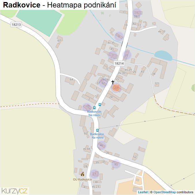 Mapa Radkovice - Firmy v části obce.
