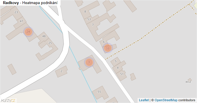 Radkovy - mapa podnikání