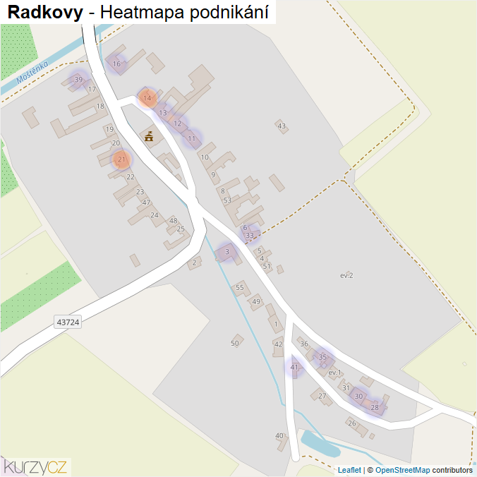 Mapa Radkovy - Firmy v části obce.