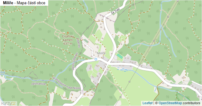 Milíře - mapa části obce