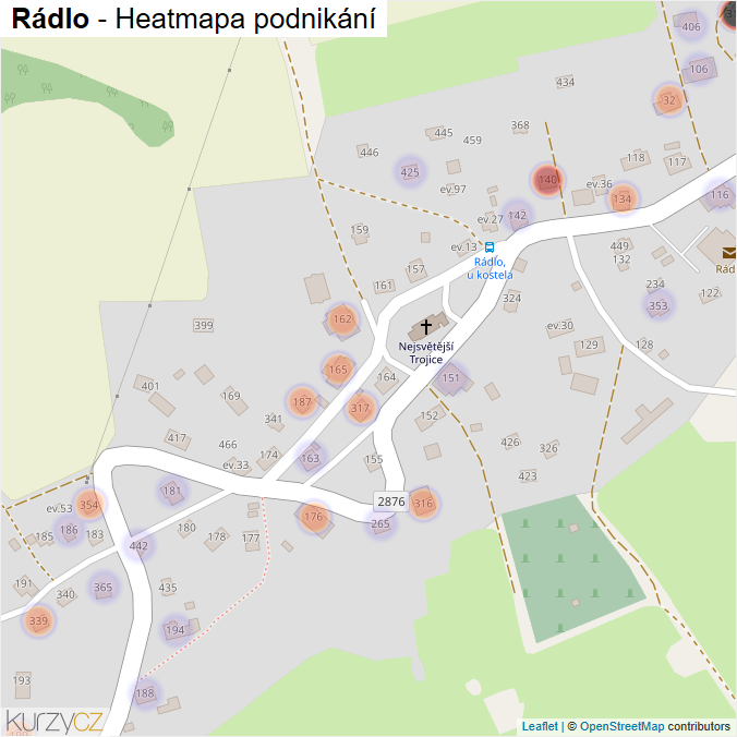 Mapa Rádlo - Firmy v části obce.