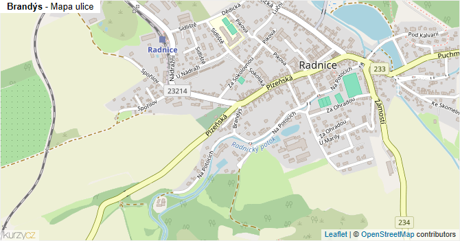 Brandýs - mapa ulice