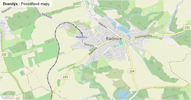 Brandýs - záplavové mapy stoleté vody
