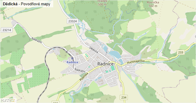 Dědická - záplavové mapy stoleté vody