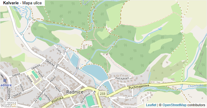 Kalvarie - mapa ulice