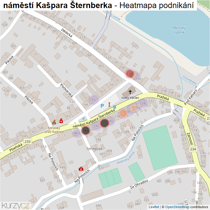 Mapa náměstí Kašpara Šternberka - Firmy v ulici.