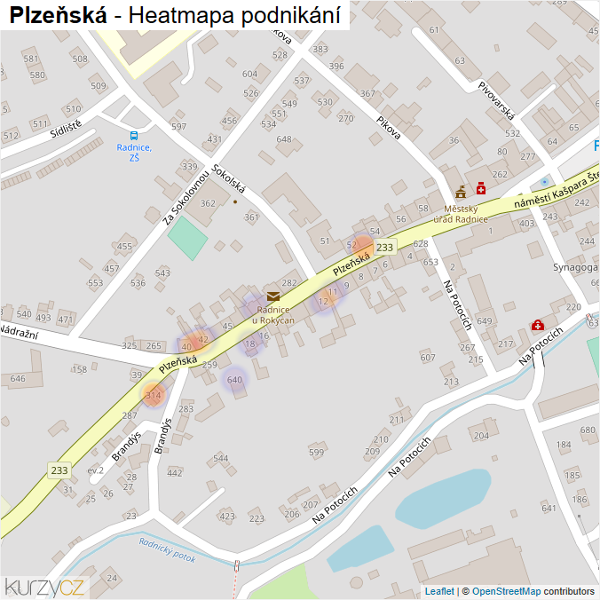 Mapa Plzeňská - Firmy v ulici.