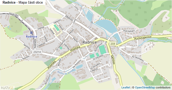 Radnice - mapa části obce