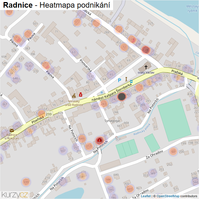 Mapa Radnice - Firmy v části obce.