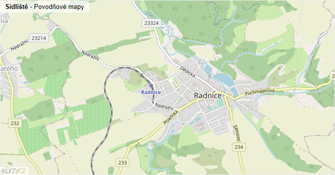 Sídliště - záplavové mapy stoleté vody