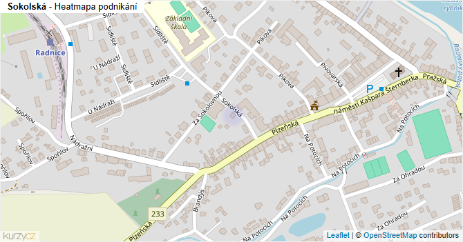 Sokolská - mapa podnikání