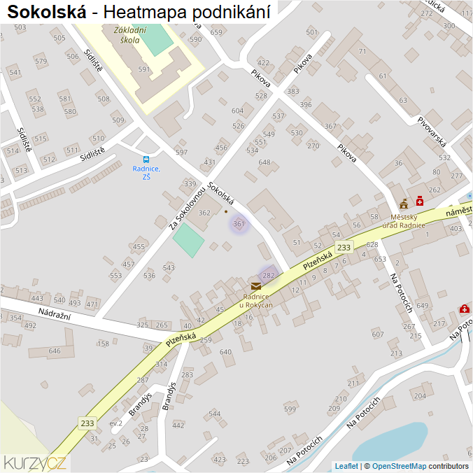 Mapa Sokolská - Firmy v ulici.