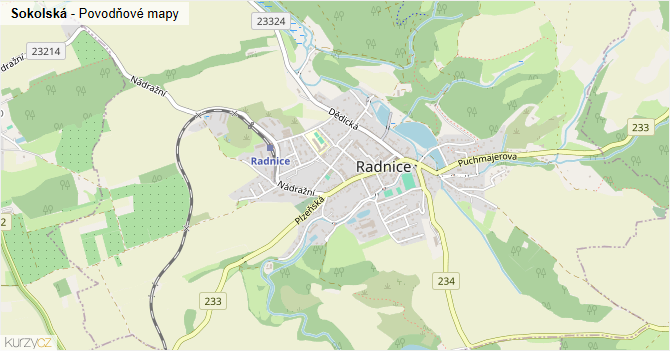 Sokolská - záplavové mapy stoleté vody