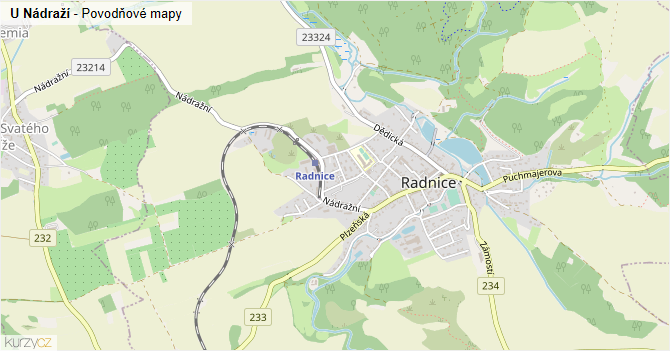 U Nádraží - záplavové mapy stoleté vody