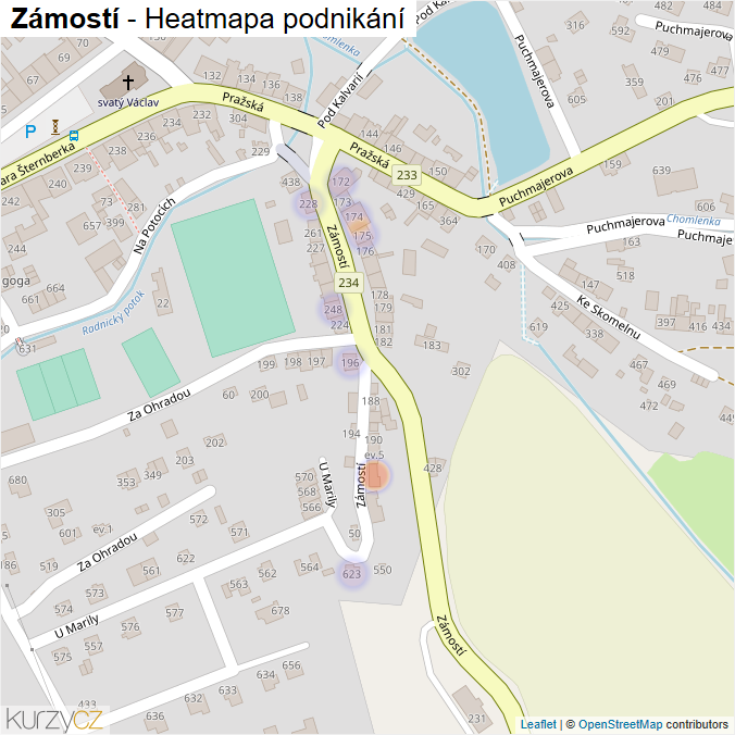 Mapa Zámostí - Firmy v ulici.